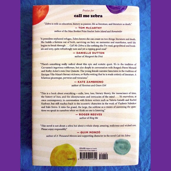 Book - Call Me Zebra: A Novel, by Azareen Van der Vliet Oloomi - Picture 14 of 14